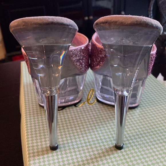 Pink glitter and rhinestone Pleaser mules - Picture 5 of 12